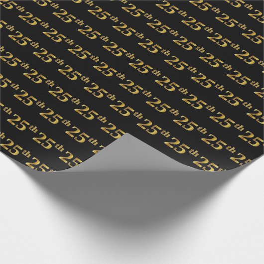 Black, Imitate Gold 25. (25.) Event Geschenkpapier (Ecke)