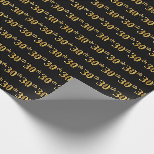 Black, Imitate Gold 30. (30.) Event Geschenkpapier (Ecke)