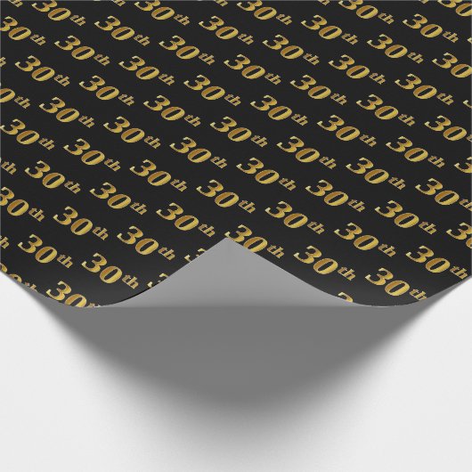 Black, Imitate Gold 30. (30.) Event Geschenkpapier (Ecke)