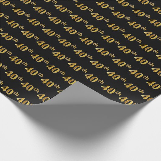 Black, Imitate Gold 40. (40.) Event Geschenkpapier (Ecke)