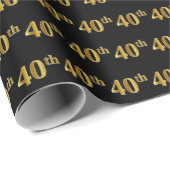 Black, Imitate Gold 40. (40.) Event Geschenkpapier (Rolleneckpunkt)