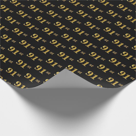 Black, Imitate Gold 91. (Neunzigste) Event Geschenkpapier (Ecke)