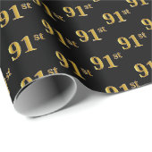 Black, Imitate Gold 91. (Neunzigste) Event Geschenkpapier (Rolleneckpunkt)
