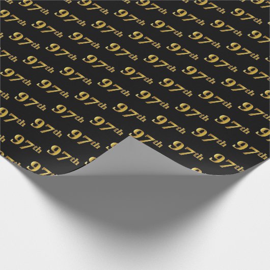 Black, Imitate Gold 97. (siebenundneunzig) Event Geschenkpapier (Ecke)