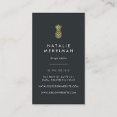 Black & Imitate Gold Ananas Vertikal Visitenkarte (Rückseite)