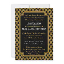 Black Imitate Gold Art Deco Fans Muster Hochzeit