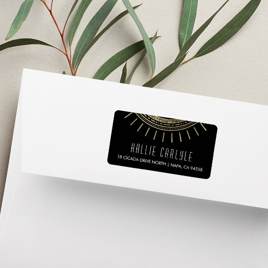 Black & Imitate Gold Art Deco Rücksendeadresse Adressaufkleber