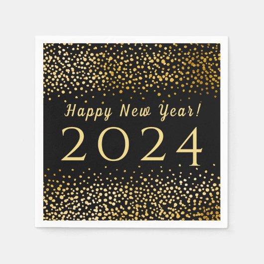 Black Imitate Gold Confetti Frohes Neues Jahr 2019 Serviette (Vorderseite)