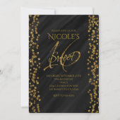 Black & Imitate Gold Glitzer Glamour SWEET 16 16 Einladung (Vorderseite)