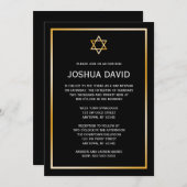 Black Imitate Gold Star von David Bar Mitzvah Einladung (Vorne/Hinten)