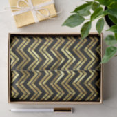 Black & Imitate Gold Zigzag Zickzack Geometrisches Seidenpapier (Geschenk)