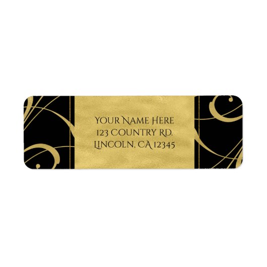 Black & Imitate Golflorale Swirl Hochzeitsfeier (Vorne)