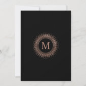 Black & Imitate Rose Gold Deko Monogram Wedding Einladung (Rückseite)