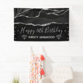 Black & Imitate Silver Glitzer Agate Sweet 16 Banner (Insitu)