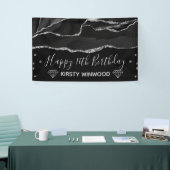 Black & Imitate Silver Glitzer Agate Sweet 16 Banner (Messeveranstaltung)