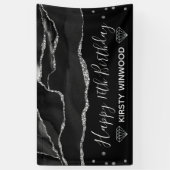 Black & Imitate Silver Glitzer Agate Sweet 16 Banner (Vertikal)