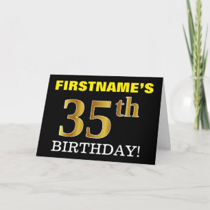 Black, Imitation Gold "35. BIRTHDAY" Karte