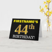 Black, Imitation Gold "44. BIRTHDAY" Karte (Gelbe Blume)
