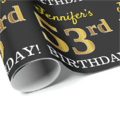 Black, Imitation Gold "53. BIRTHDAY" Geschenkpapier (Rolleneckpunkt)
