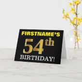 Black, Imitation Gold "54. BIRTHDAY" Karte (Gelbe Blume)