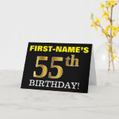 Black, Imitation Gold "55. BIRTHDAY" Karte (Gelbe Blume)
