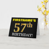 Black, Imitation Gold "57. BIRTHDAY" Karte (Gelbe Blume)