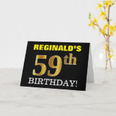 Black, Imitation Gold "59. BIRTHDAY" Karte (Gelbe Blume)