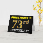 Black, Imitation Gold "73. BIRTHDAY" Karte (Gelbe Blume)