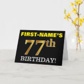 Black, Imitation Gold "77. BIRTHDAY" Karte (Gelbe Blume)
