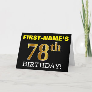 Black, Imitation Gold "78. BIRTHDAY" Karte