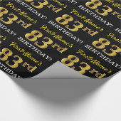 Black, Imitation Gold "83. BIRTHDAY" Geschenkpapier (Ecke)
