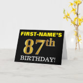 Black, Imitation Gold "87. BIRTHDAY" Karte (Gelbe Blume)