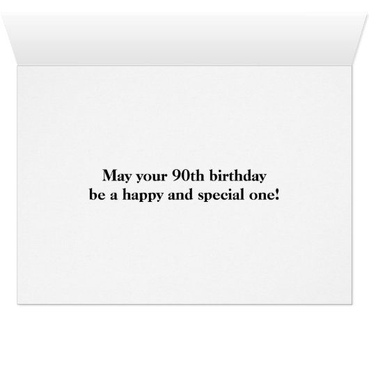 Black, Imitation Gold "90. BIRTHDAY" Card (Innenansicht Horizontal (Unten))
