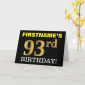 Black, Imitation Gold "93. BIRTHDAY" Karte (Gelbe Blume)