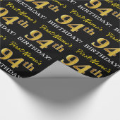 Black, Imitation Gold "94. BIRTHDAY" Geschenkpapier (Ecke)
