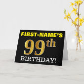 Black, Imitation Gold "99. BIRTHDAY" Karte (Gelbe Blume)
