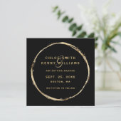 Black Imitats Gold Circle Frame Foto Hochzeit Save The Date (Stehend Vorderseite)