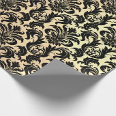 Black Imitats Gold Crystal Metallic Damask Geschenkpapier (Ecke)