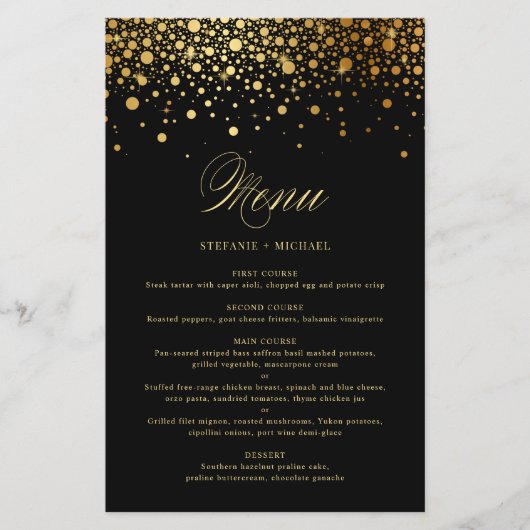 Black Imitats Gold Foil Confetti Wedelkarte (Vorderseite)