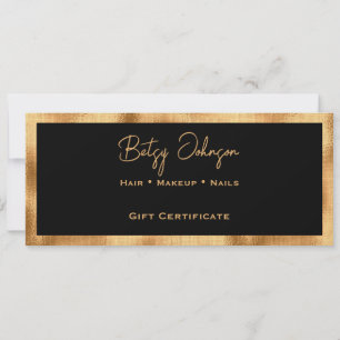 Black & Imitats Gold Foil Geschenkgutschein Einladung
