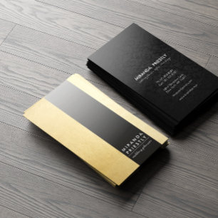 Black Imitats Gold Foil Metal Stripe Hochzeitsplan Visitenkarte