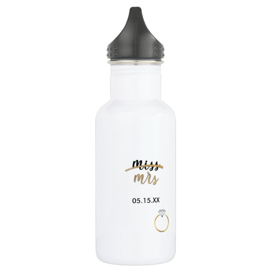 Black & Imitats Gold Foil Miss Mrs. Date Water Fla Edelstahlflasche (Links)