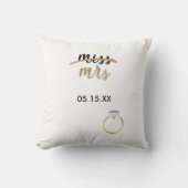 Black & Imitats Gold Foil Miss Mrs. Name Datum Pil Kissen (Vorderseite)