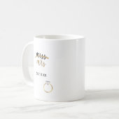 Black & Imitats Gold Foil Miss Mrs Name Datum Tass Kaffeetasse (Vorderseite Links)