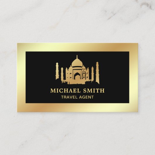 Black Imitats Gold Foil Taj Mahal Reisen Agent Visitenkarte (Vorderseite)