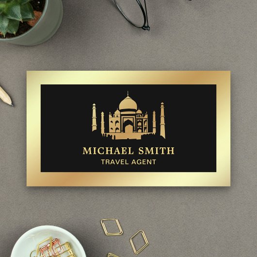Black Imitats Gold Foil Taj Mahal Reisen Agent Visitenkarte