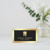 Black Imitats Gold Foil Tooth Zahnarzt Visitenkarte (Stehend Vorderseite)