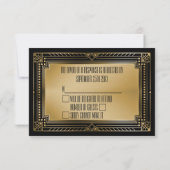 Black & Imitats Gold Gatsby Geometric Wedding RSVP Karte (Rückseite)