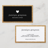 Black Imitats Gold Glitzer Romance Author Visitenkarte (Vorne/Hinten)