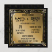 Black & Imitats Gold Great Gatsby Geometric Weddin Einladung (Vorne/Hinten)